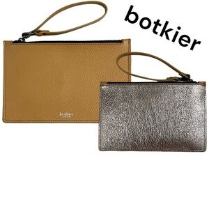 BOTKIER Wristlet/Clutch - pebbled leather, metallic, minimalist, perfect!